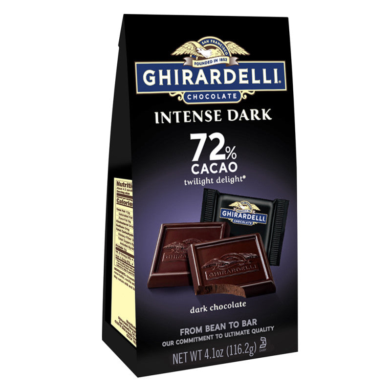 Wholesale Ghirardelli Intense Dark Chocolate 72% Twilight Square 4.1 Oz Pouch- Bulk