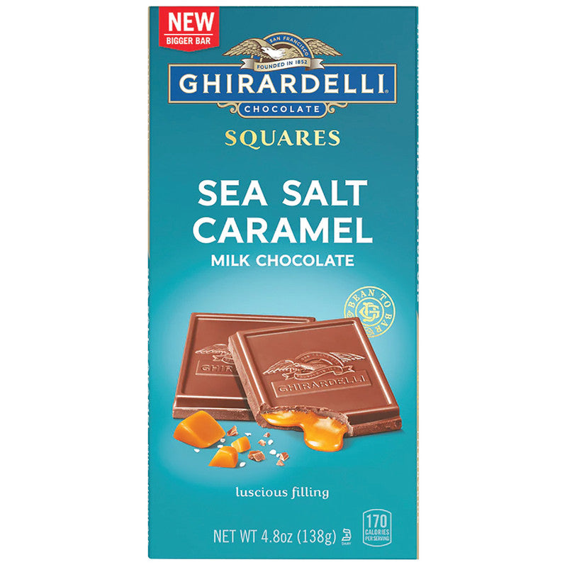 Wholesale Ghirardelli Milk Chocolate Sea Salt Caramel Squares Bar 4.8 Oz Bulk