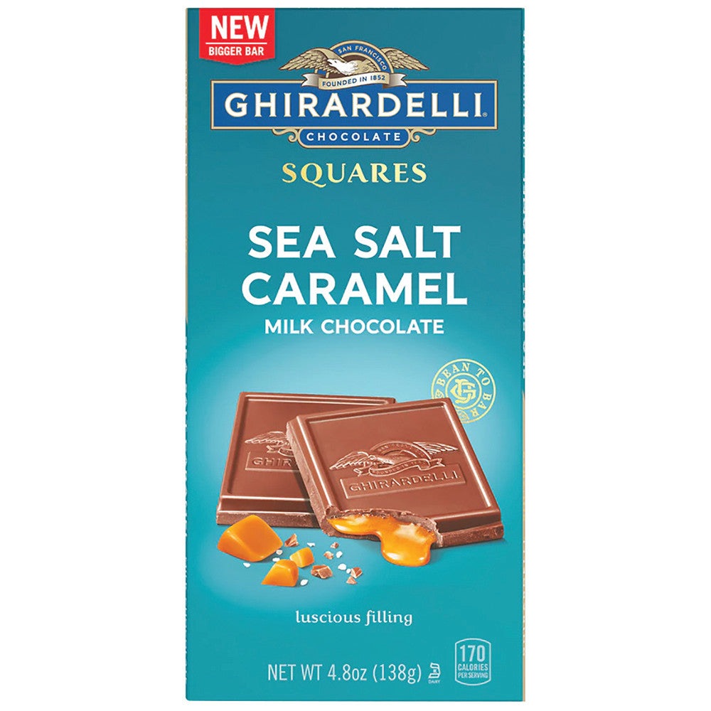Ghirardelli Milk Chocolate Sea Salt Caramel Squares Bar 4.8 Oz