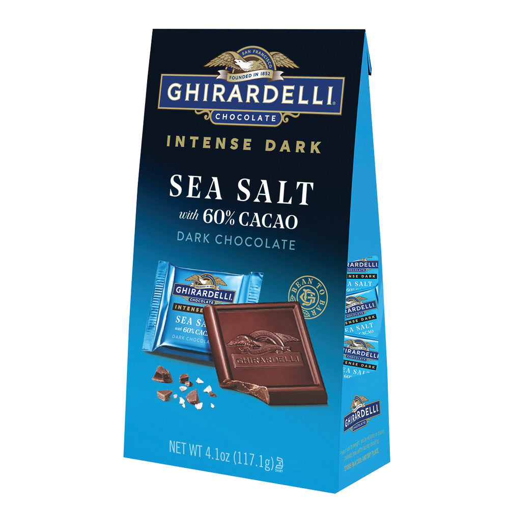 Ghirardelli Intense Dark Chocolate Sea Salt 60% Cacao 4.1 Oz Stand Up Bag