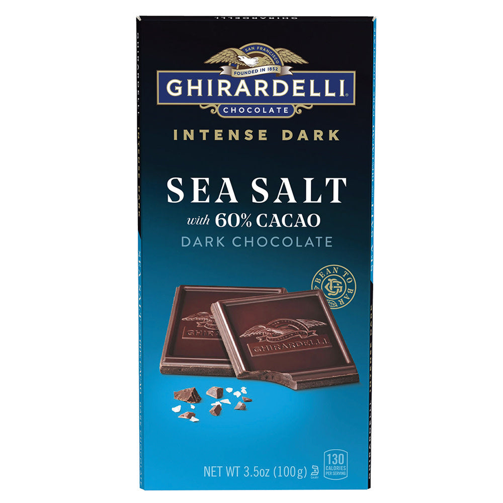 Wholesale Ghirardelli Intense Dark Chocolate Sea Salt 60% Cacao 3.5 Oz Bar- Bulk
