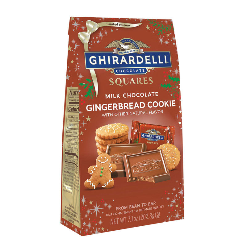 Wholesale Ghirardelli Milk Chocolate Gingerbread Cookie Squares 7.1 Oz Bag Bulk
