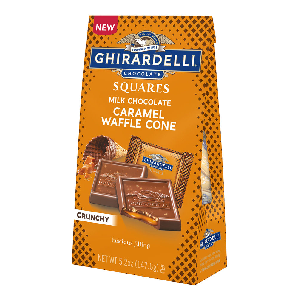 Ghirardelli Milk Chocolate Caramel Waffle Cone Squares 5.2 Oz Bag