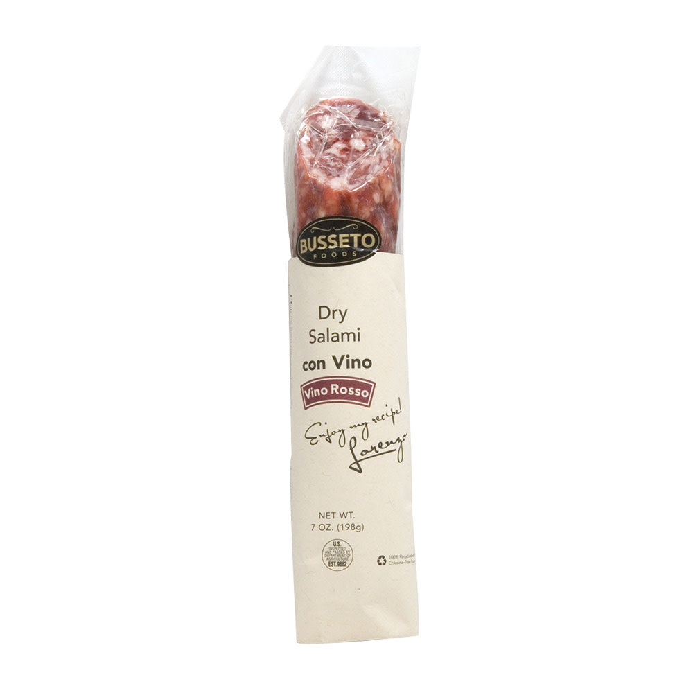 Wholesale Busseto Red Wine Dry Salami Paperwrap 7 Oz- Bulk