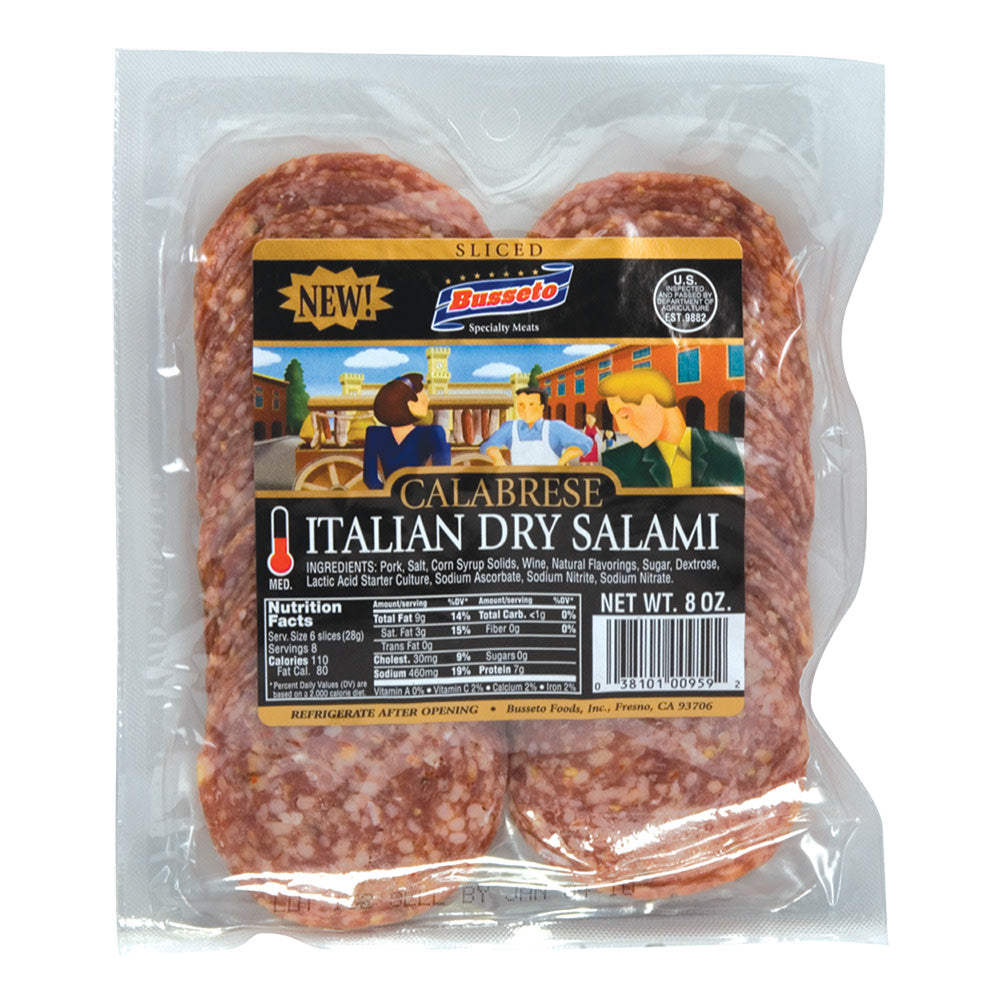 Wholesale Busseto Calabrese Sliced Italian Dry Salami 8 Oz- Bulk