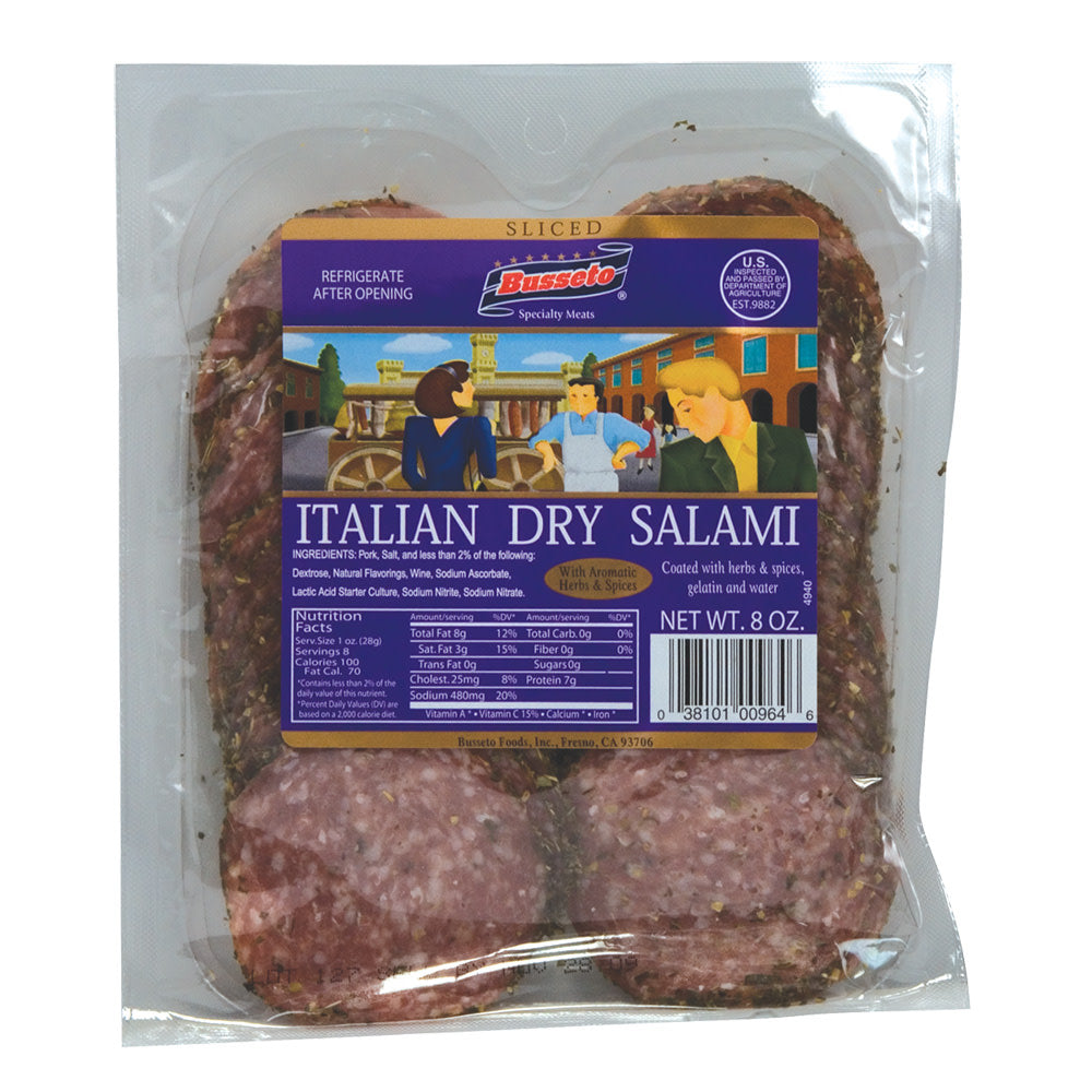 Wholesale Busseto Sliced Herb Italian Dry Salami 8 Oz- Bulk