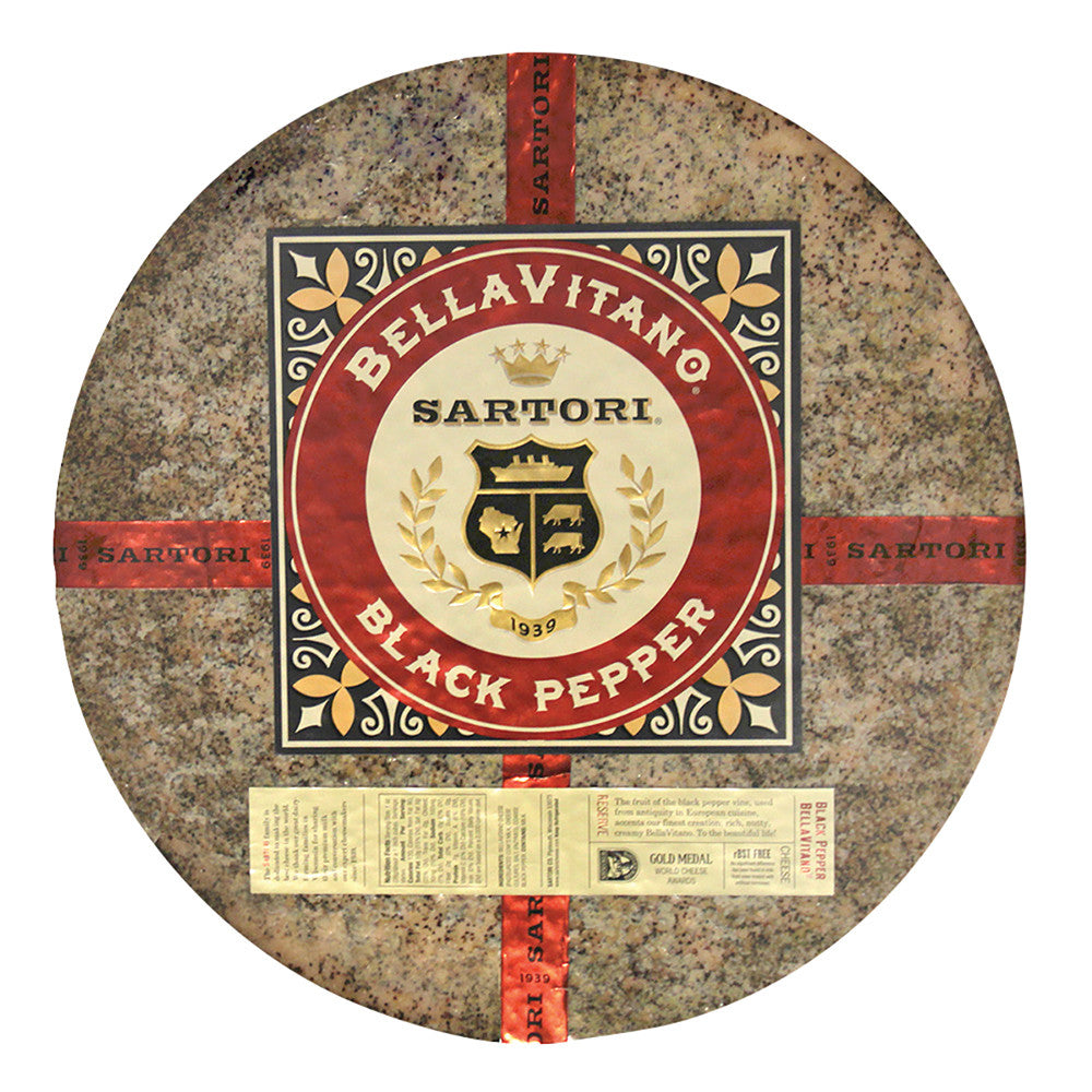 Wholesale Sartori Bellavitano Black Pepper 5 Lb Quarter Wheels 20 Lb- Bulk