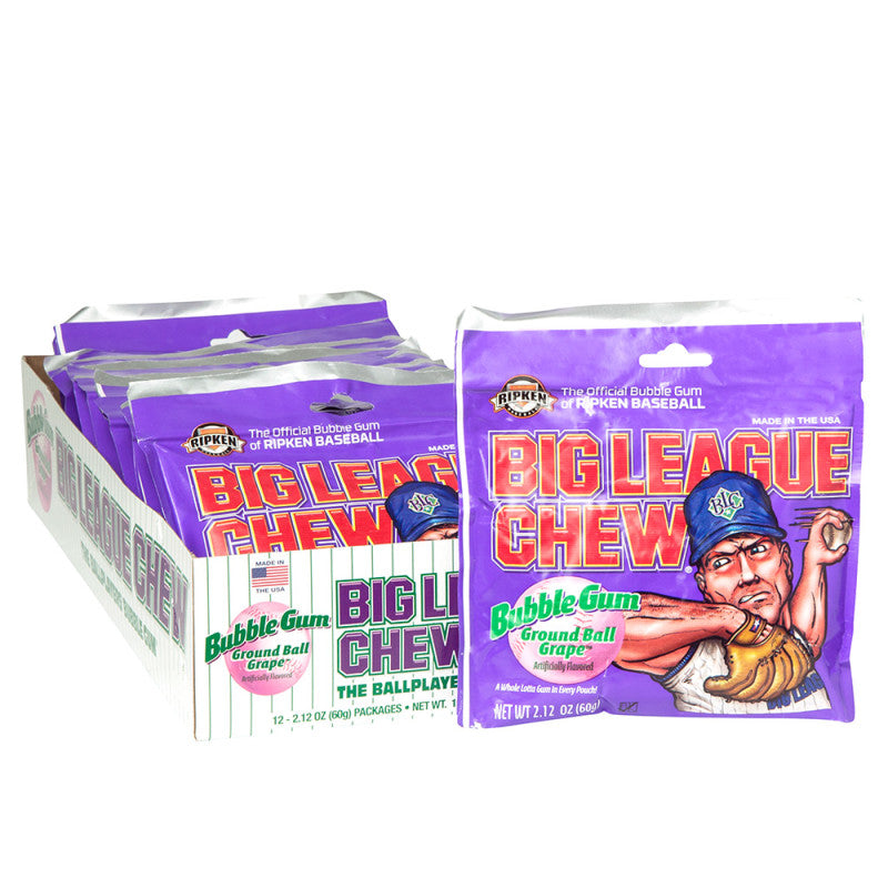 Wholesale Big League Chew Grape Bubblegum 2.12 Oz Pouch Bulk
