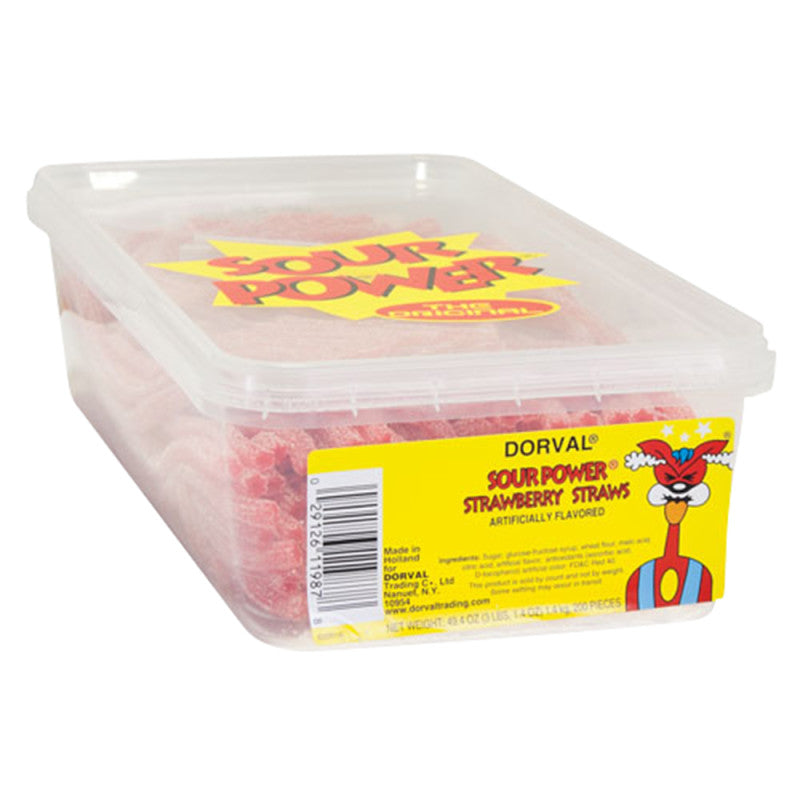 Wholesale Sour Power Strawberry Sour Straws Tub Bulk