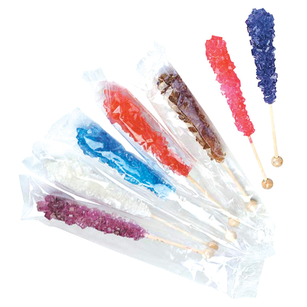 Wholesale Dryden And Palmer Assorted Wrapped Rock Candy Sticks- Bulk