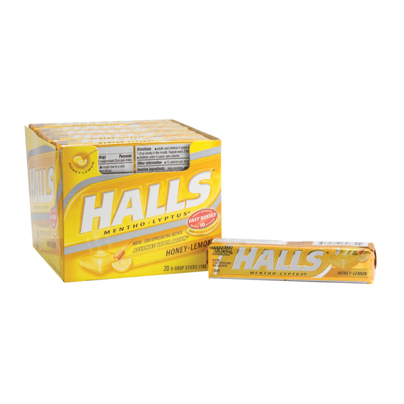Halls Honey Lemon Cough Drops BoxNCase