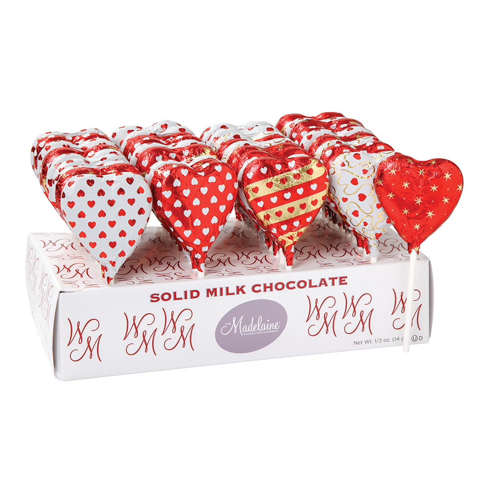 Madelaine Milk Chocolate Foiled Heart 0.5 Oz Lollipop
