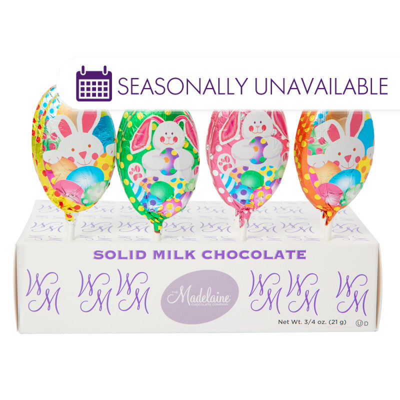 Wholesale Madelaine Milk Chocolate Foiled Easter Egg 0.75 Oz Lollipop Bulk