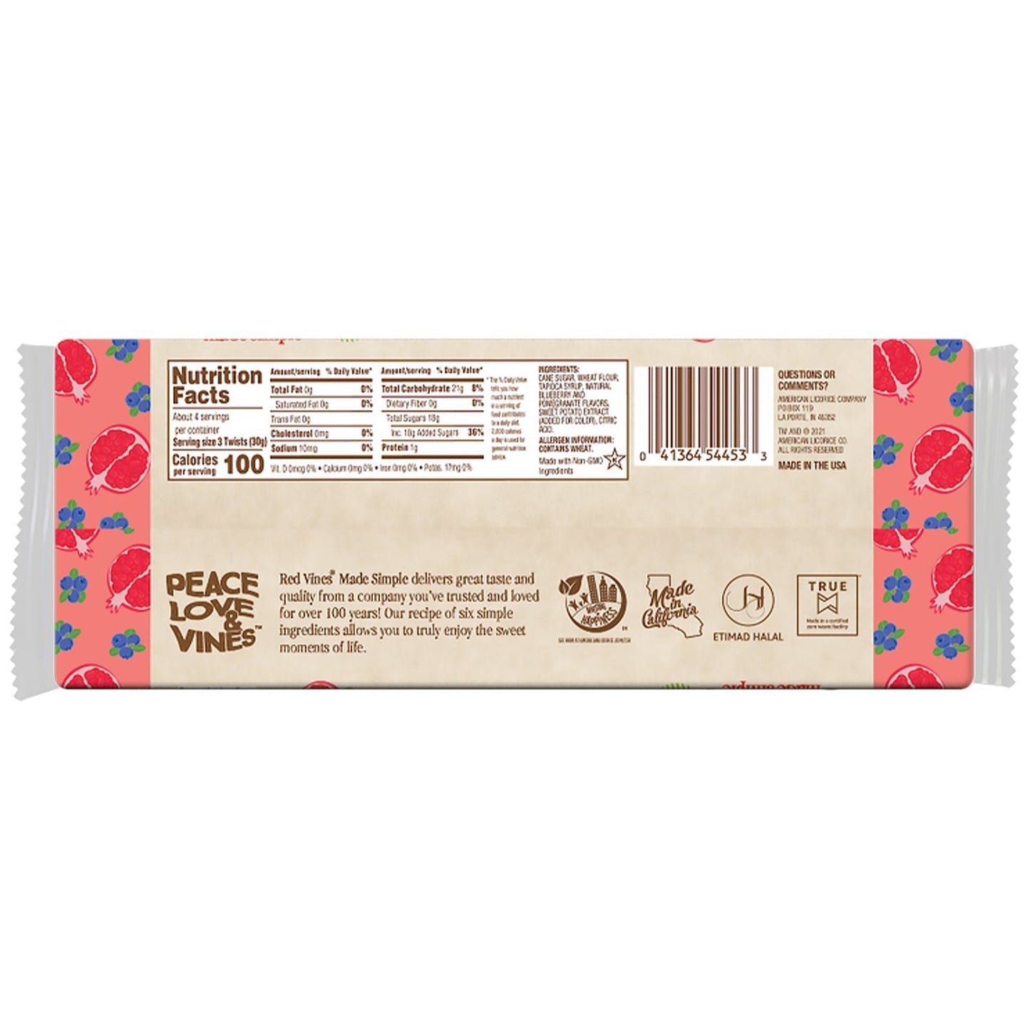 Wholesale Made Simple Blueberry Pomegranate Licorice Twists, 12/4oz- Bulk